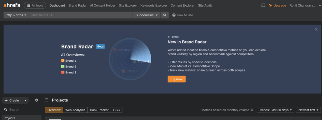 screenshot image of Ahrefs tool